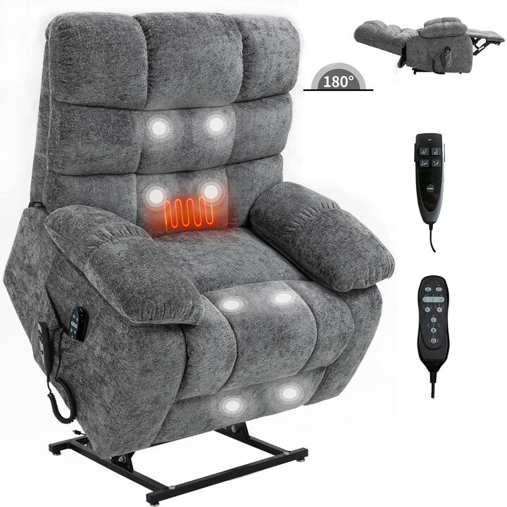 Mondawe Lift Recliner Chair Heat Massage Dual Motor Infinite Position Up to 350 LBS Large Electric Power Lift Recliners with Power-Remote