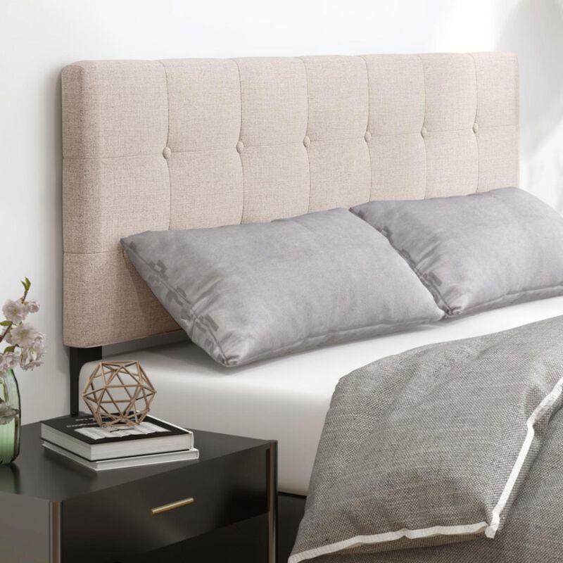 Linen Upholstered Headboard with Solid Rubber Wood Legs