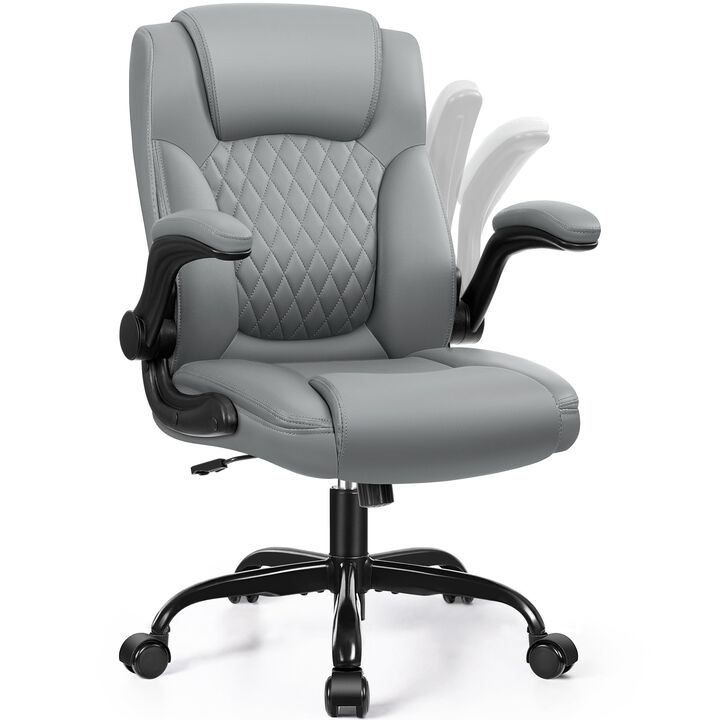 Leather Office Chair, PU Home Computer Desk Chairs with Ergonomic Back Support, 360Swivel Free,Small Gmaing Chair with Wheels an