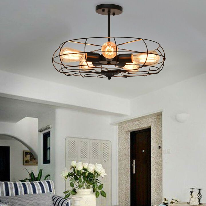 Hivvago 5 Light Modern Black Iron Sphere Modern Chandelier