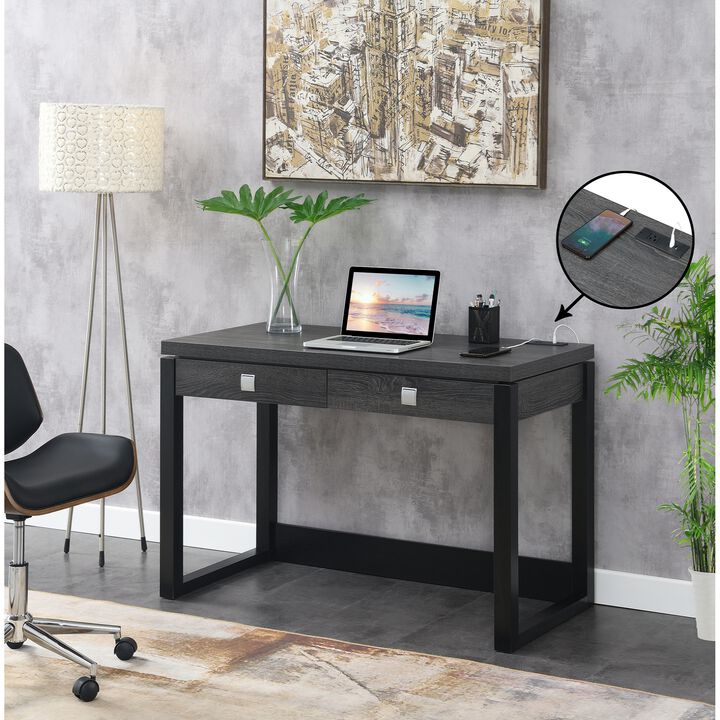 Convenience Concepts Newport 2 Drawer Desk with Charging Station
