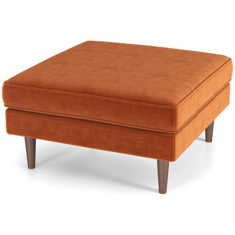 Ashcroft Furniture Co Amber Mid-Century Modern Square Upholstered Ottoman