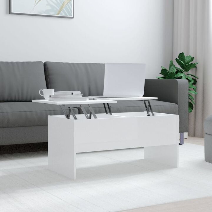 Coffee Table High Gloss White 40.2"x19.9"x18.3" Engineered Wood