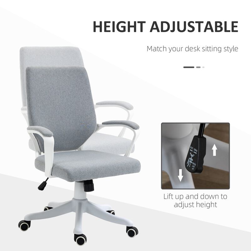 Grey Office Comfort: Mid Back Ergonomic Chair with Padded Armrests