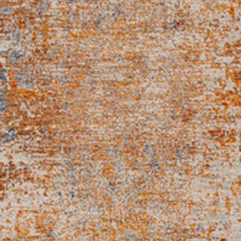5 x 8 Modern Area Rug, Abstract Paint Art Design, Soft Fabric, Orange Brown - Benzara