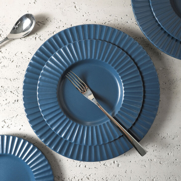 Christian Siriano Lusso Stoneware 32 Piece Dinnerware Set, Ash Blue