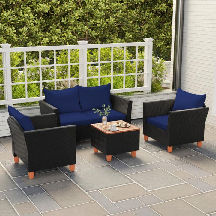 Hivvago 4 Pieces Outdoor Conversation Set with Storage Coffee Table