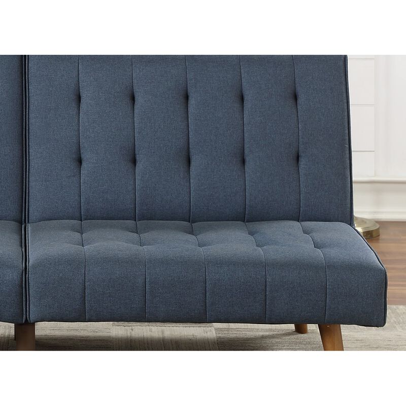 Navy Color Modern Convertible Sofa 1 Piece Set Couch Polyfiber Plush Tufted Cushion Sofa Wooden Legs