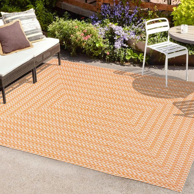 Chevron Modern Concentric Squares Indoor/Outdoor Area Rug