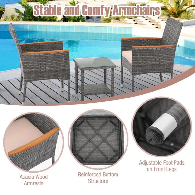 Hivvago 5 Pieces Patio Conversation Set with Soft Cushions and Ottomans