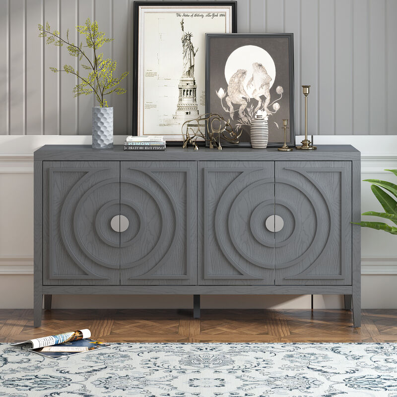 Merax Retro Circular Groove Door Sideboard