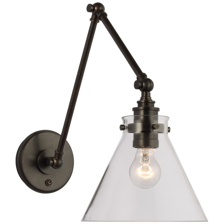 Parkington Double Library Wall Light in Bronze with Clear Glass