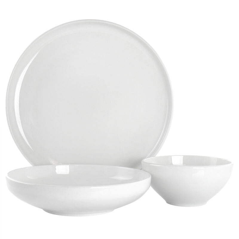 Gibson Home Oslo Peak 12 Piece Fine Ceramic Dinnerware Set in Bright White