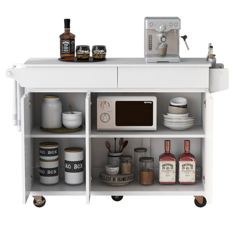 Merax Kitchen Island with Drop Leaf and Spice Rack