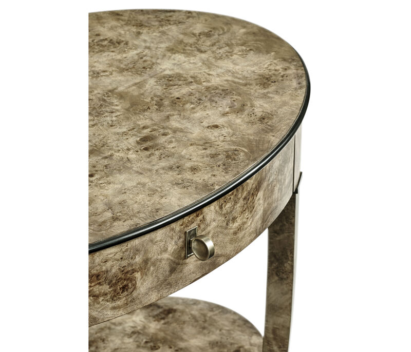 Hamilton Oval Burr Bedside Table