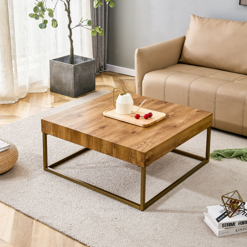 Modern rectangular coffee table, dining table. MDF desktop with metal legs. Suitable for restaurants and living rooms. The size :31.5"x31.5"x14.37"