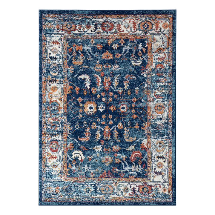 Alexandria Cochise Blue Bordered Runner Rug 2'6"x10'3"