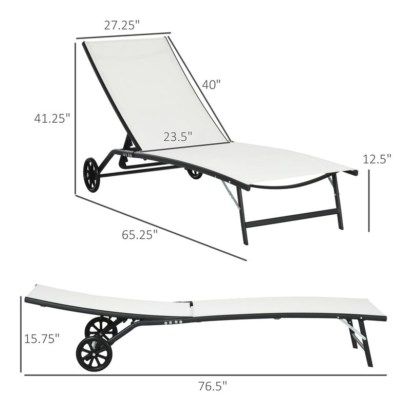 Outdoor Relaxation Set: 2-Piece Patio Chaise Lounge with Adjustable Backrest