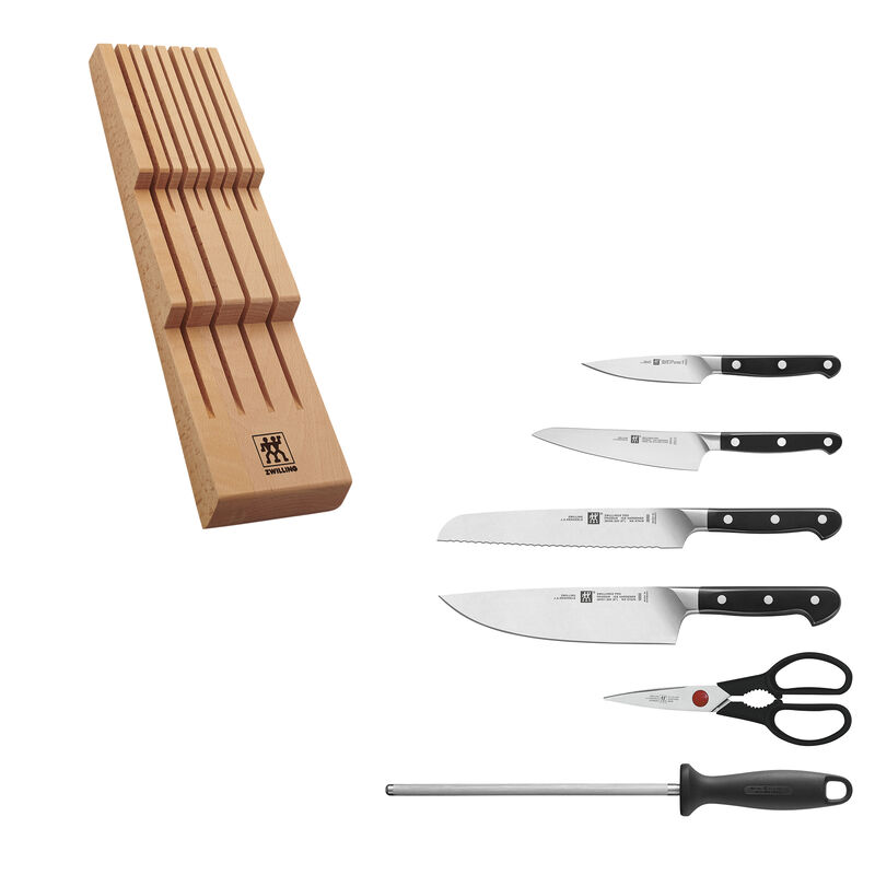 ZWILLING Pro 7-pc Knife Block Set with In-Drawer Knife Tray