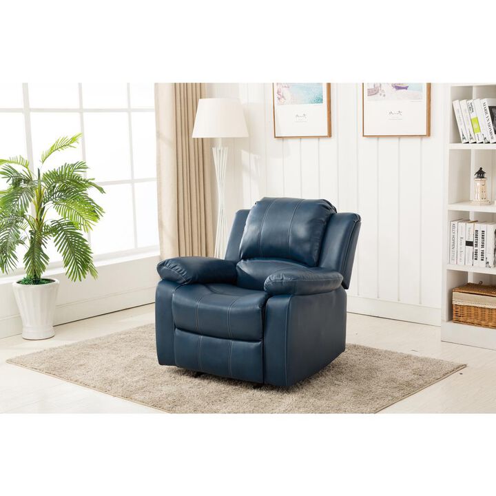 Comfort Pointe Clifton Navy Blue Leather Gel Glider Rocker Recliner