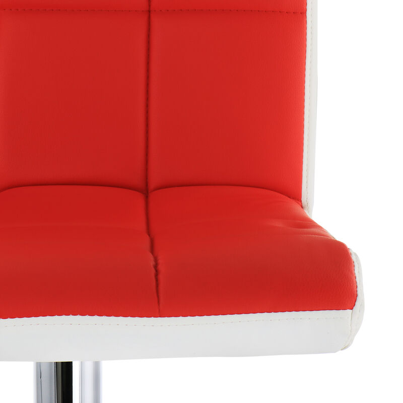 Elama 2 Piece Faux Leather Tufted Bar Stool in Red and White with Chrome Base