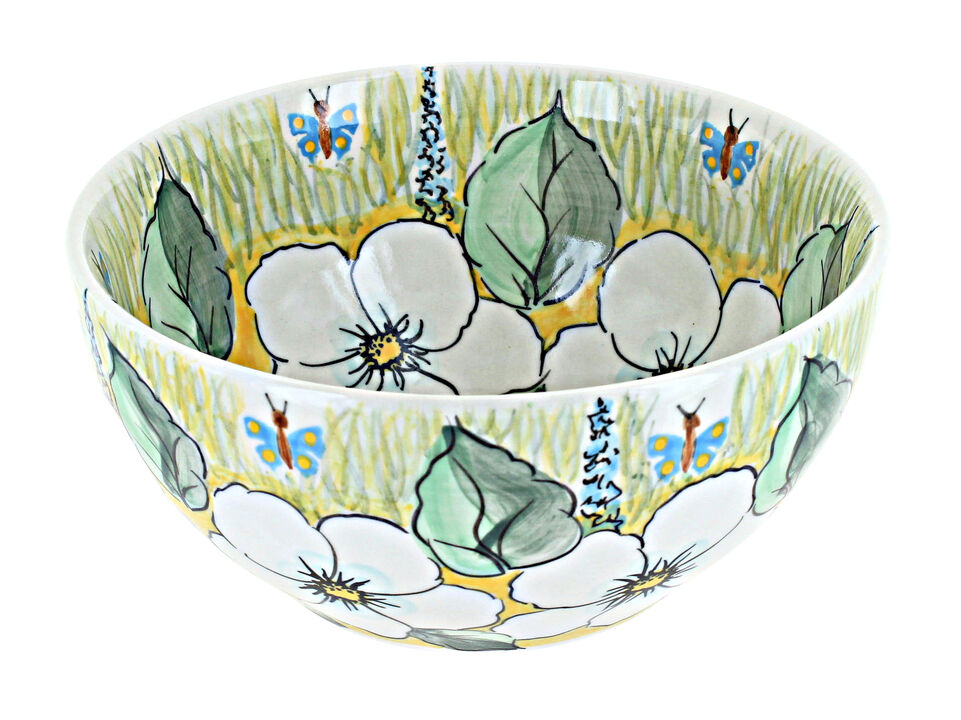 Blue Rose Polish Pottery Forever Rose Cereal/Soup Bowl