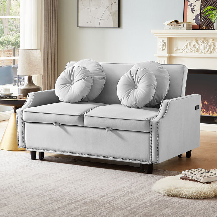 Merax Adjustable Sofa Bed with  Two USB Ports