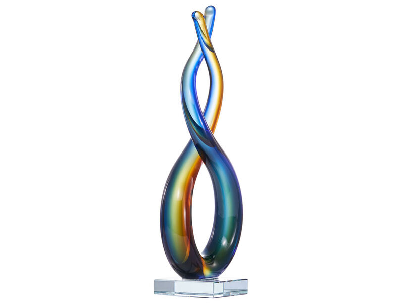 Hand Blown Wave Sommerso Art Glass Scultpure