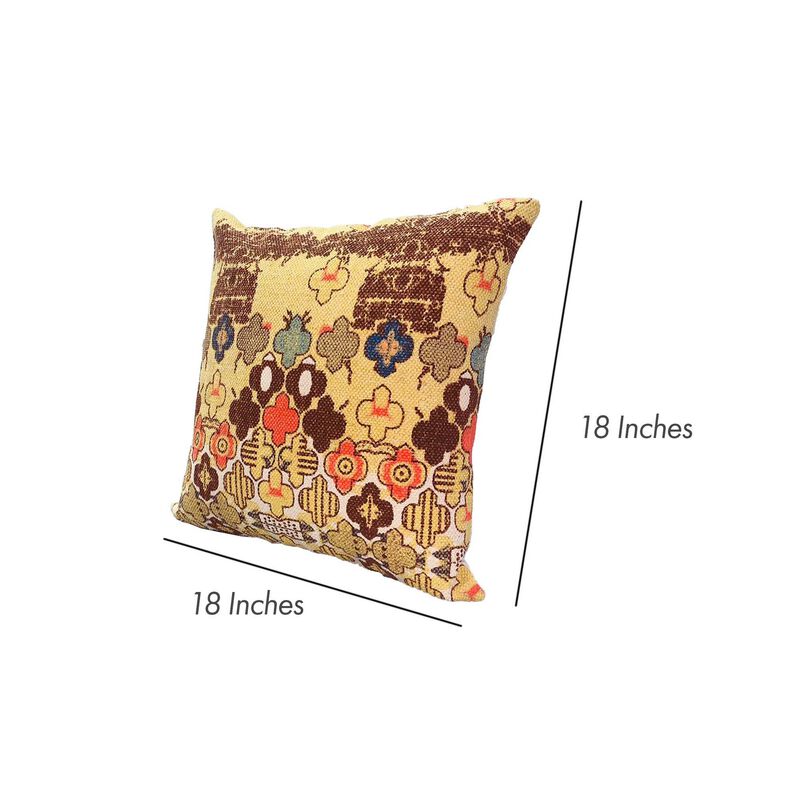18 x 18 Square Accent Pillows, Printed Unique Quatrefoil Design, Set of 2, Multicolor-Benzara