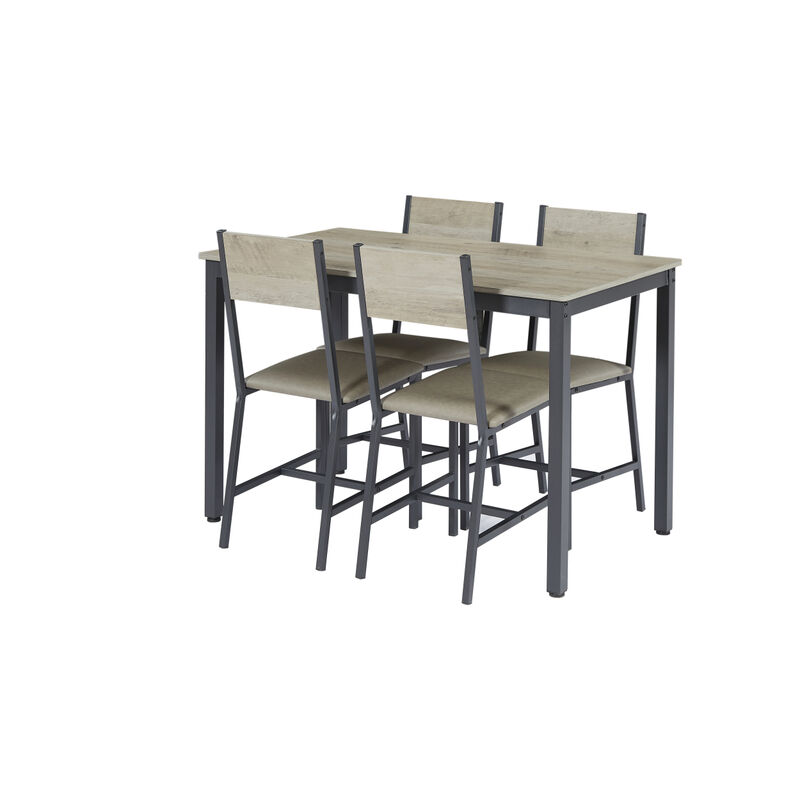 Dining Set For 5 Kitchen Table With 4 Upholstered Chairs, Grey, 47.2" L X 27.6" W X 29.7"