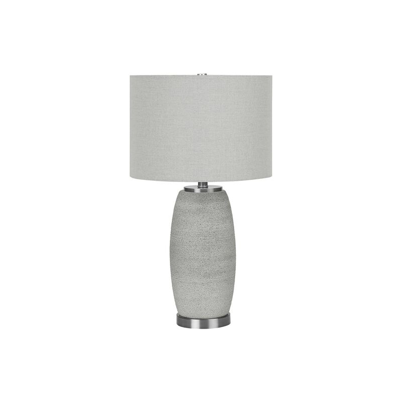 Monarch Specialties I 9711 - Lighting, 25"H, Table Lamp, Grey Ceramic, Grey Shade, Modern