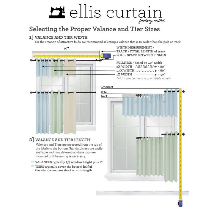 Ellis Curtain Wisteria Lined Light Blocking Window Scallop Valance - 50x15" Turquoise