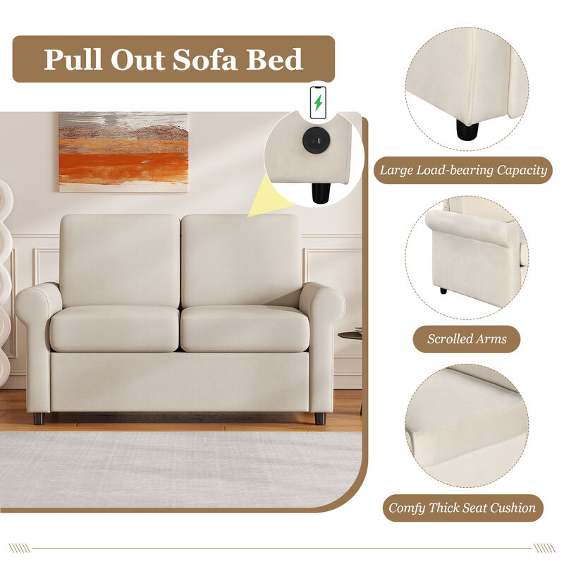 Merax Pull Out Sleeper Sofa Bed with Two USB Ports