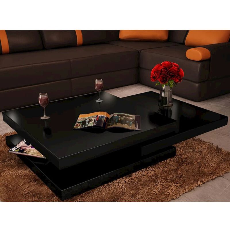 vidaXL Coffee Table 3 Tiers High Gloss Black, 241078