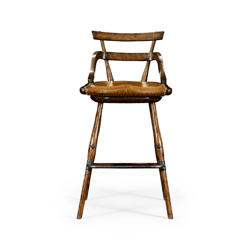 Buckingham Studded Leather Barstool