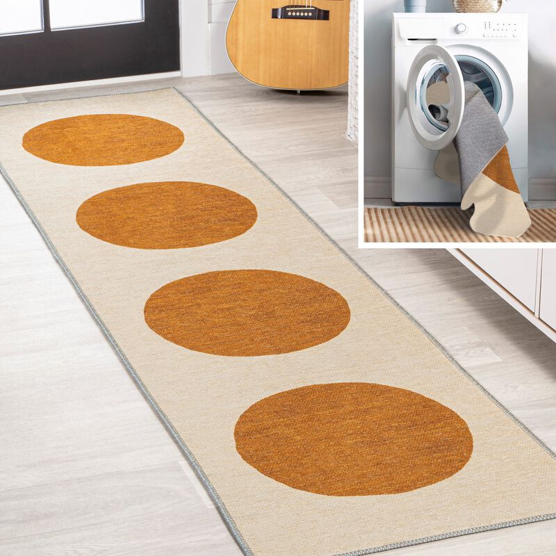 Cirkel Minimalist Geometric Dot Machine Washable Area Rug