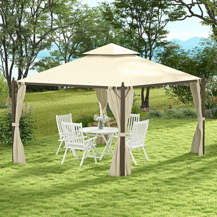 Gazebo Double-tier 10ft×12ft Shelter Shade Awning Canopy Patio Curtain Outdoor