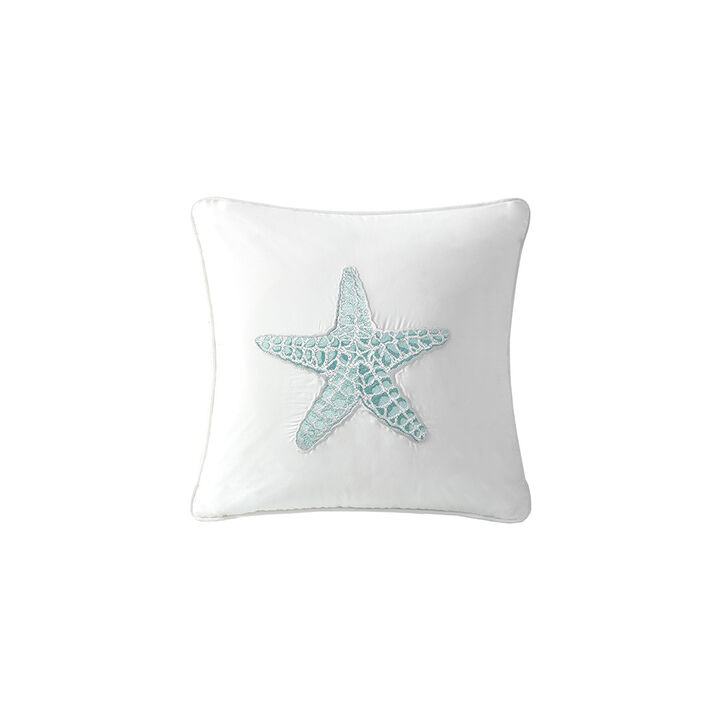 Gracie Mills Celina Seashell Embroidered Cotton Square Pillow