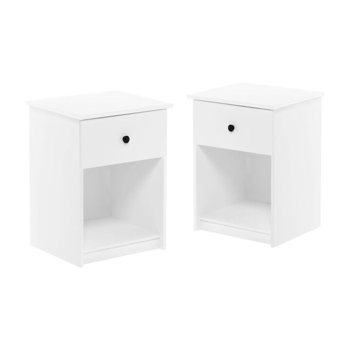 Furinno Tidur Nightstand, 2-Pack, White