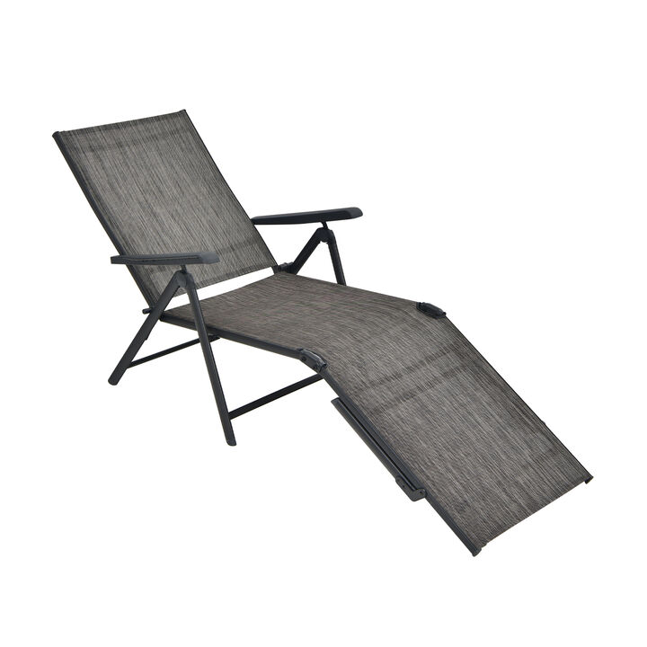 Patio Foldable Chaise Lounge Chair with Backrest and Footrest