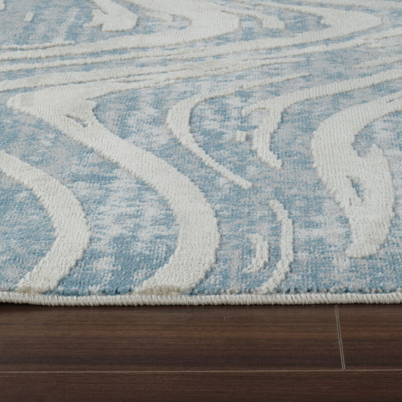 Nomad Abstract Coastal Blue Beige Indoor Area Rug