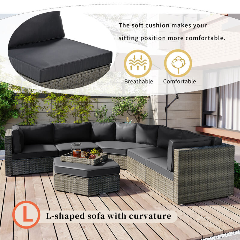 Merax 6 Piece Outdoor Conversation Sofa Set