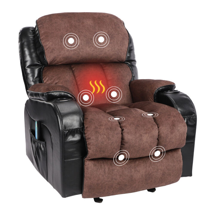 Recliner Chair for Living Room with Rocking Function and Side Pocket black brown