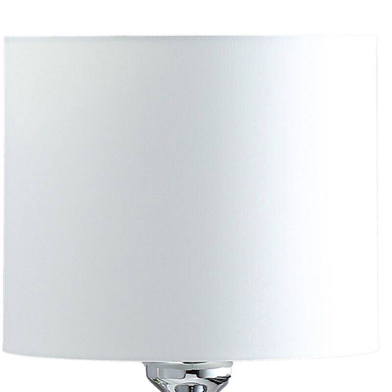 Omi 25 Inch Table Lamp, Drum White Shade, Sleek Slender Modern Chrome Body - Benzara