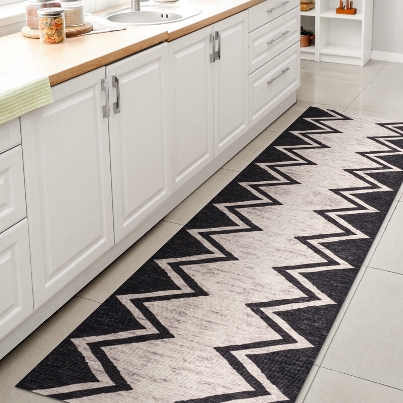 Siksak Modern Chevron Border Area Rug