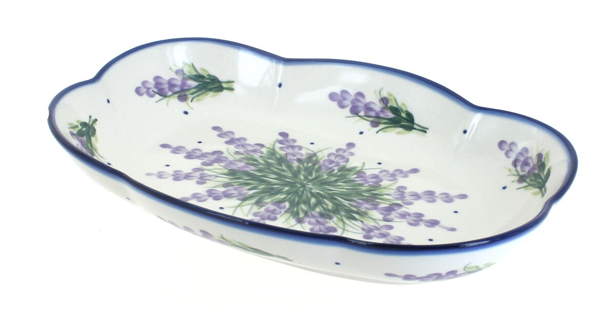 Blue Rose Polish Pottery Lavender Fields Scallop Dish