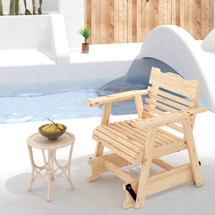 Outdoor Wood Rocking Chair with High Back and Widened Armrests