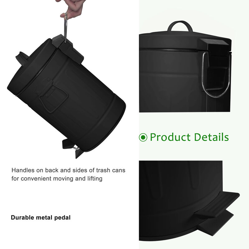 3+12 Liter New York Style Round Trash Can Combo Black