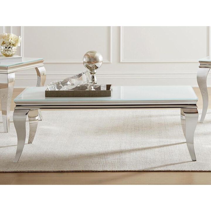 Carone Rectangle Coffee Table White and Chrome