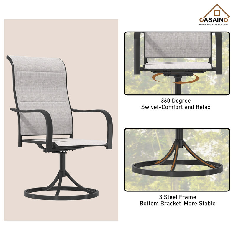 2 Piece Textilene Fabric Iron Frame Swivel Dining Chair